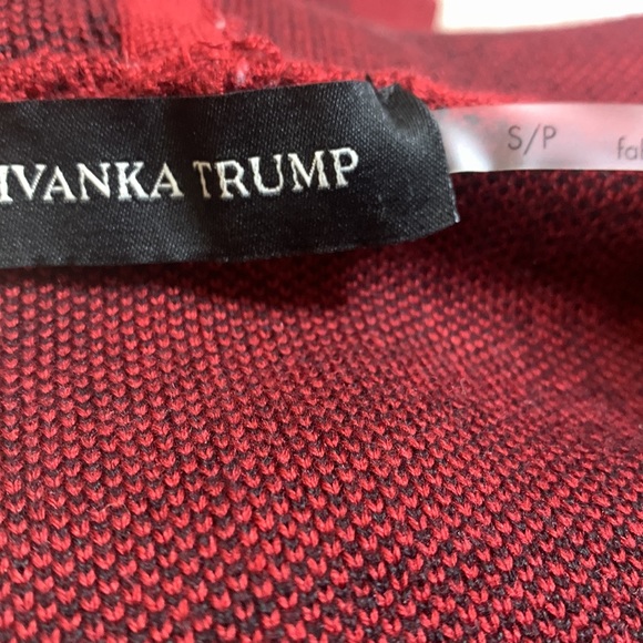 EUC Ivanka Trump Faux Fur Hoodie Black/Burgundy Open Cardigan, SP - Picture 12 of 14